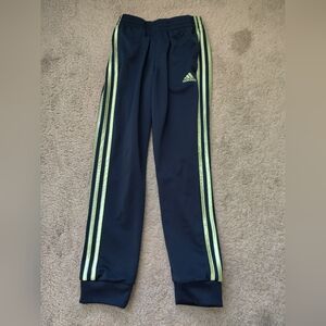 Adidas Kids Navy Track Pants with Neon Stripes